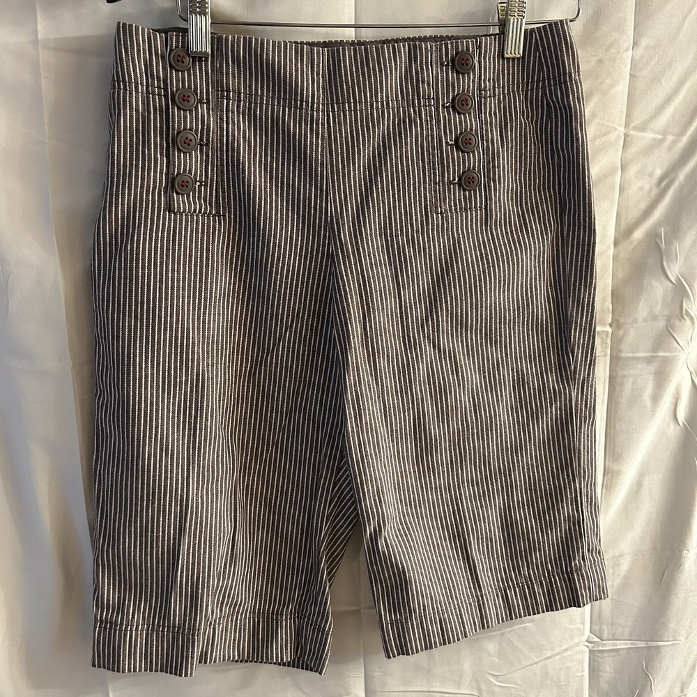 10P Larry Levine Stripe Khaki And White Shorts #1916*10